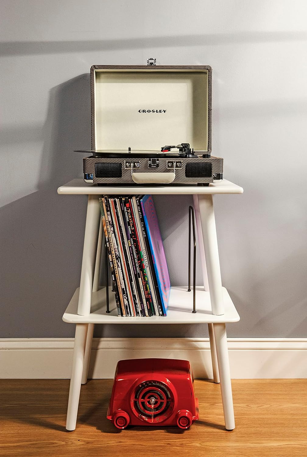 Crosley CR8005F-LT Cruiser Plus Vintage 3-Speed Bluetooth in/Out Suitcase Vinyl Record Player Turntable, Light Tan