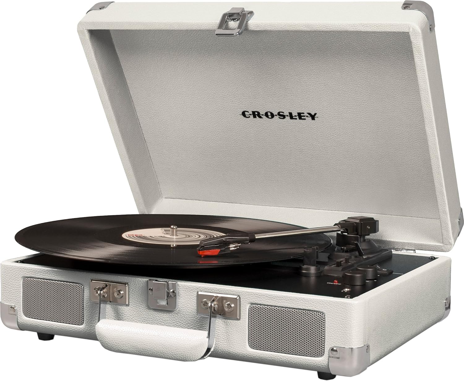 Crosley CR8005F-LT Cruiser Plus Vintage 3-Speed Bluetooth in/Out Suitcase Vinyl Record Player Turntable, Light Tan