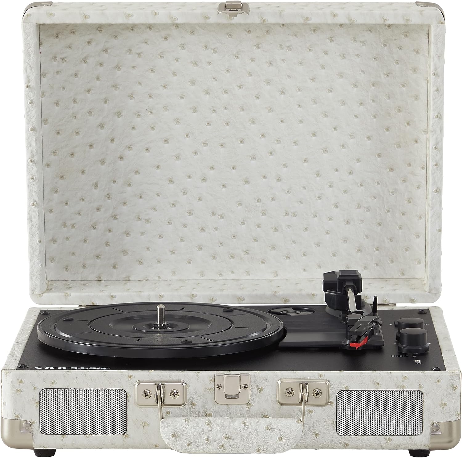 Crosley CR8005F-LT Cruiser Plus Vintage 3-Speed Bluetooth in/Out Suitcase Vinyl Record Player Turntable, Light Tan