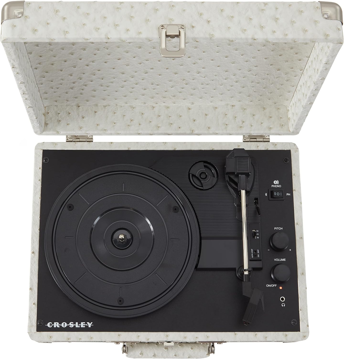 Crosley CR8005F-LT Cruiser Plus Vintage 3-Speed Bluetooth in/Out Suitcase Vinyl Record Player Turntable, Light Tan