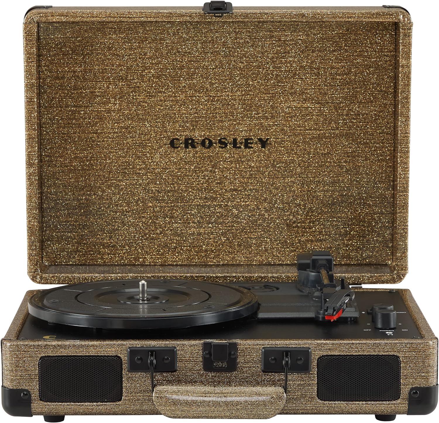 Crosley CR8005F-LT Cruiser Plus Vintage 3-Speed Bluetooth in/Out Suitcase Vinyl Record Player Turntable, Light Tan