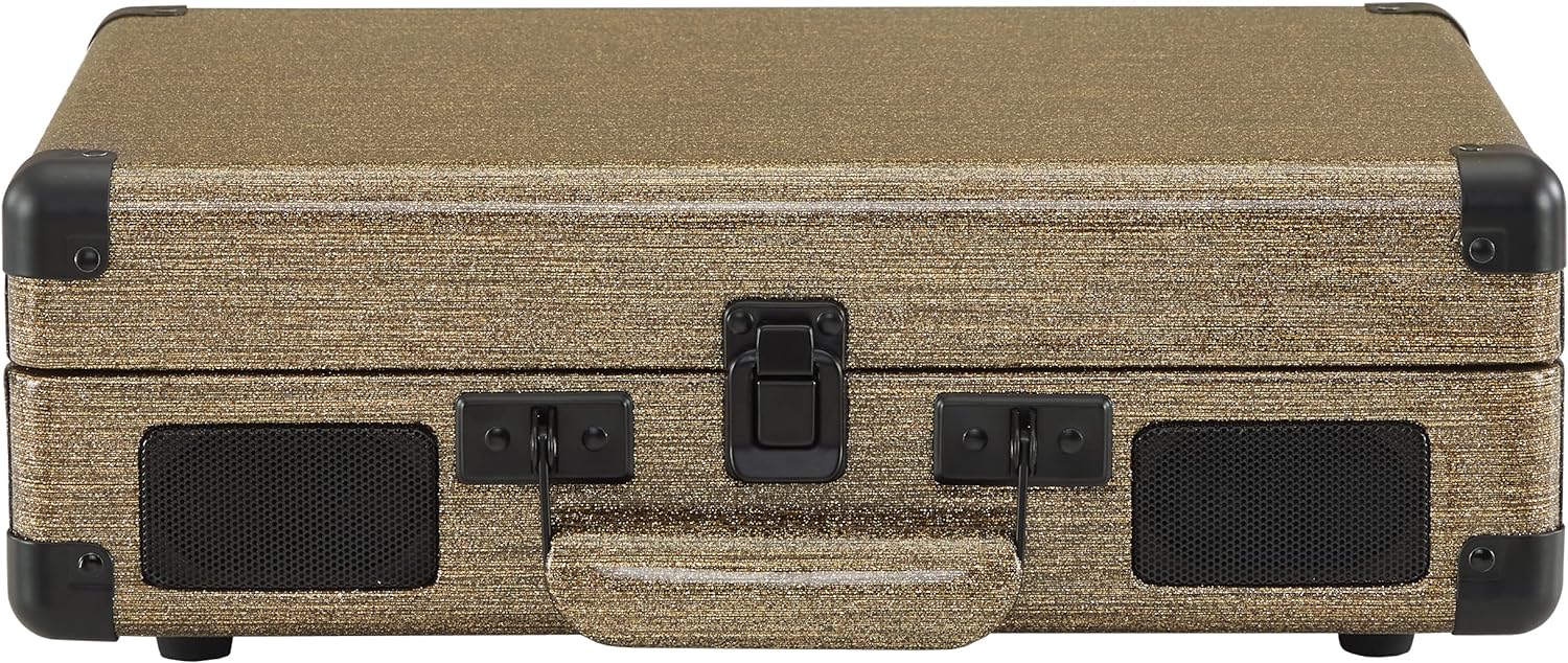 Crosley CR8005F-LT Cruiser Plus Vintage 3-Speed Bluetooth in/Out Suitcase Vinyl Record Player Turntable, Light Tan