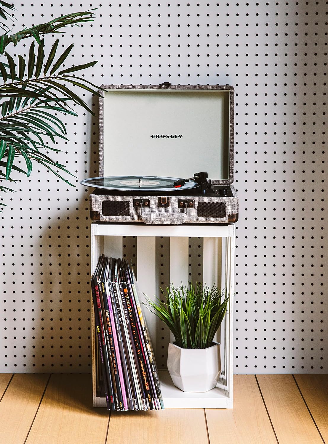 Crosley CR8005F-LT Cruiser Plus Vintage 3-Speed Bluetooth in/Out Suitcase Vinyl Record Player Turntable, Light Tan