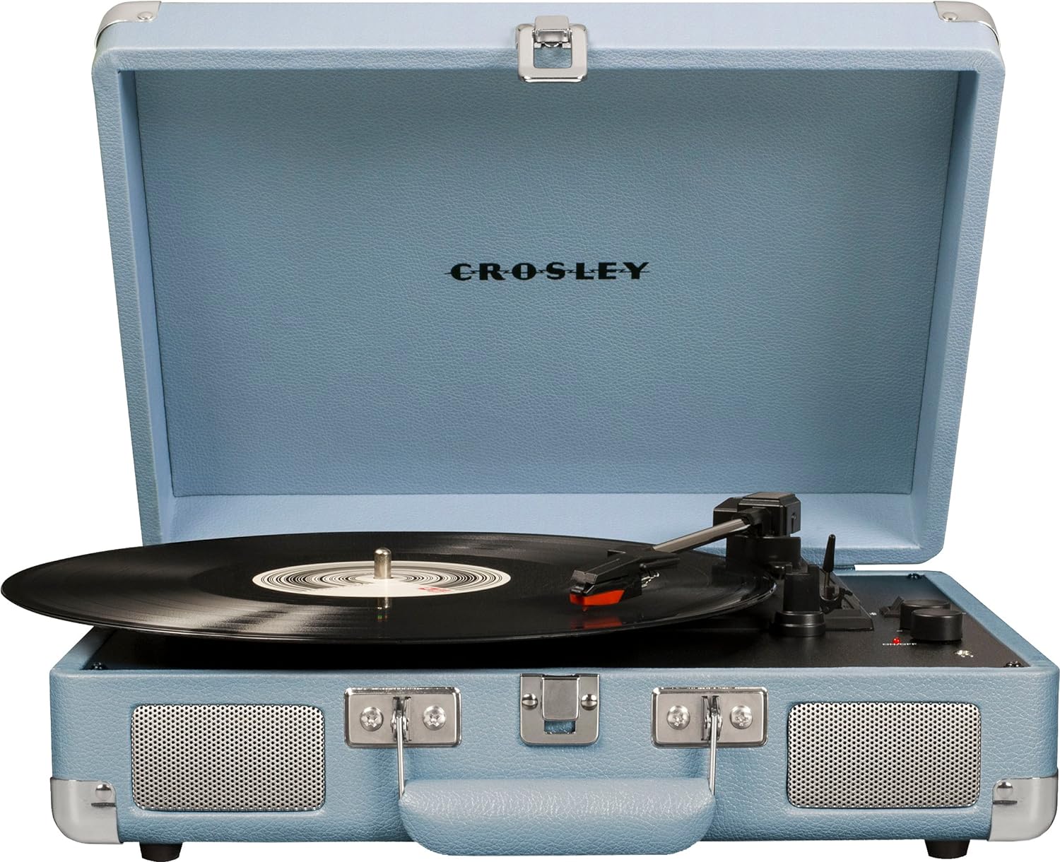 Crosley CR8005F-LT Cruiser Plus Vintage 3-Speed Bluetooth in/Out Suitcase Vinyl Record Player Turntable, Light Tan