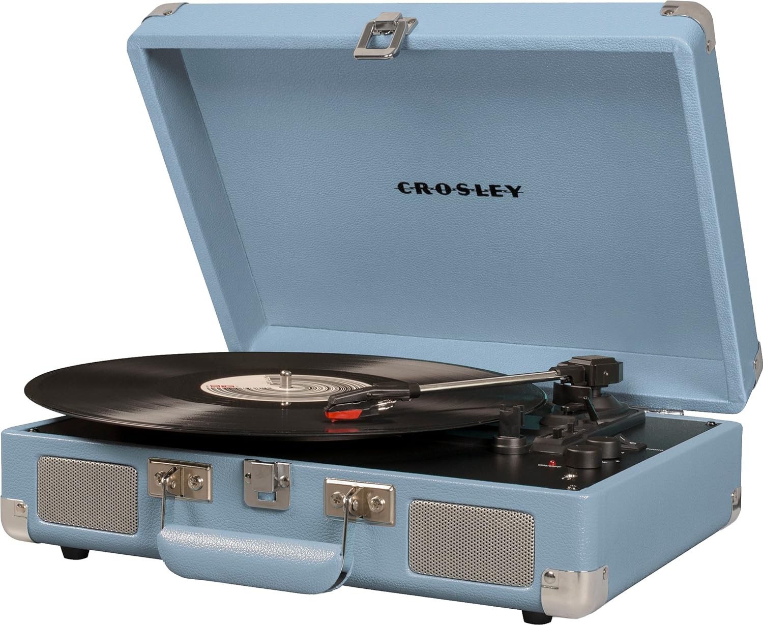 Crosley CR8005F-LT Cruiser Plus Vintage 3-Speed Bluetooth in/Out Suitcase Vinyl Record Player Turntable, Light Tan