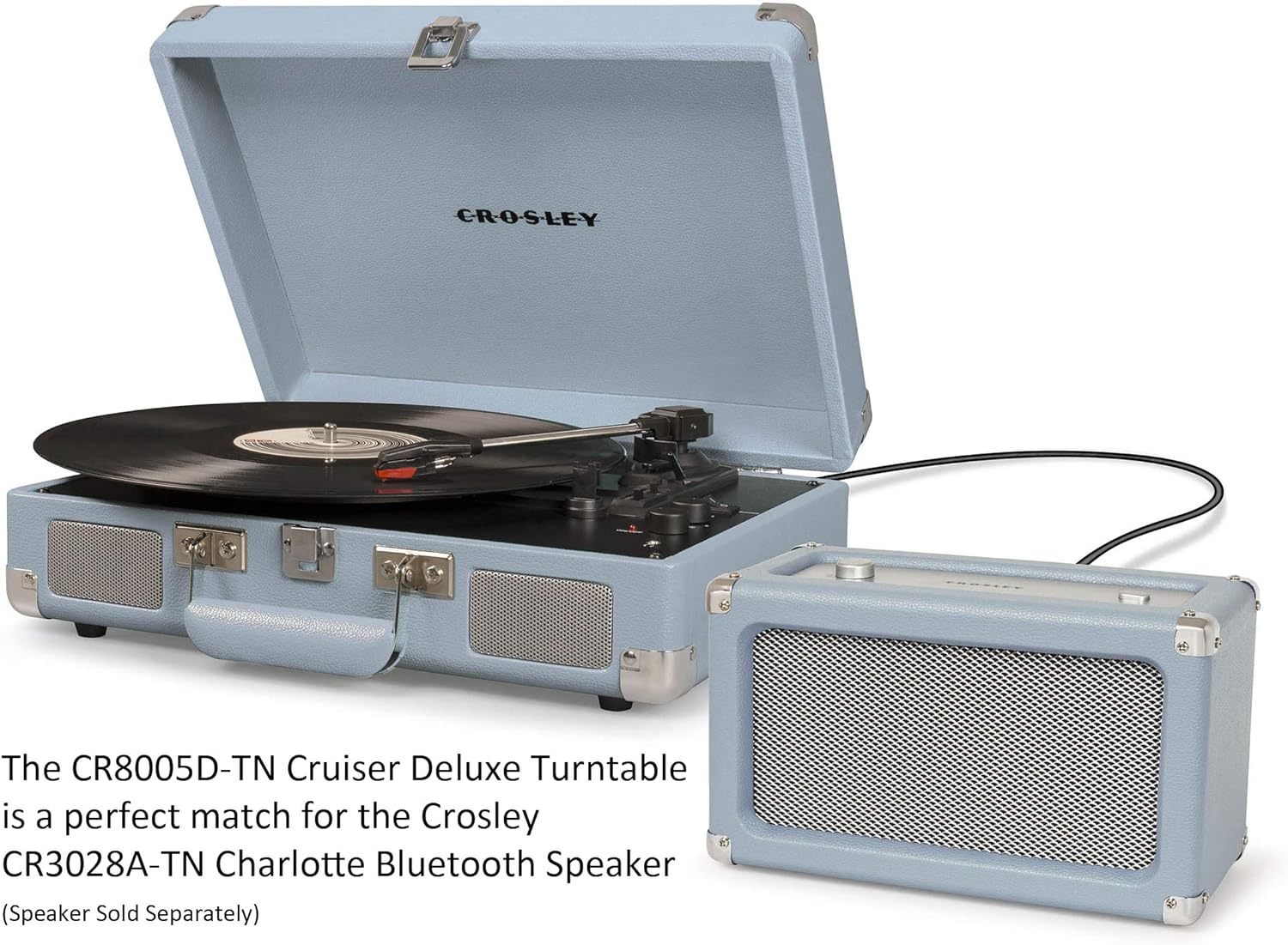 Crosley CR8005F-LT Cruiser Plus Vintage 3-Speed Bluetooth in/Out Suitcase Vinyl Record Player Turntable, Light Tan