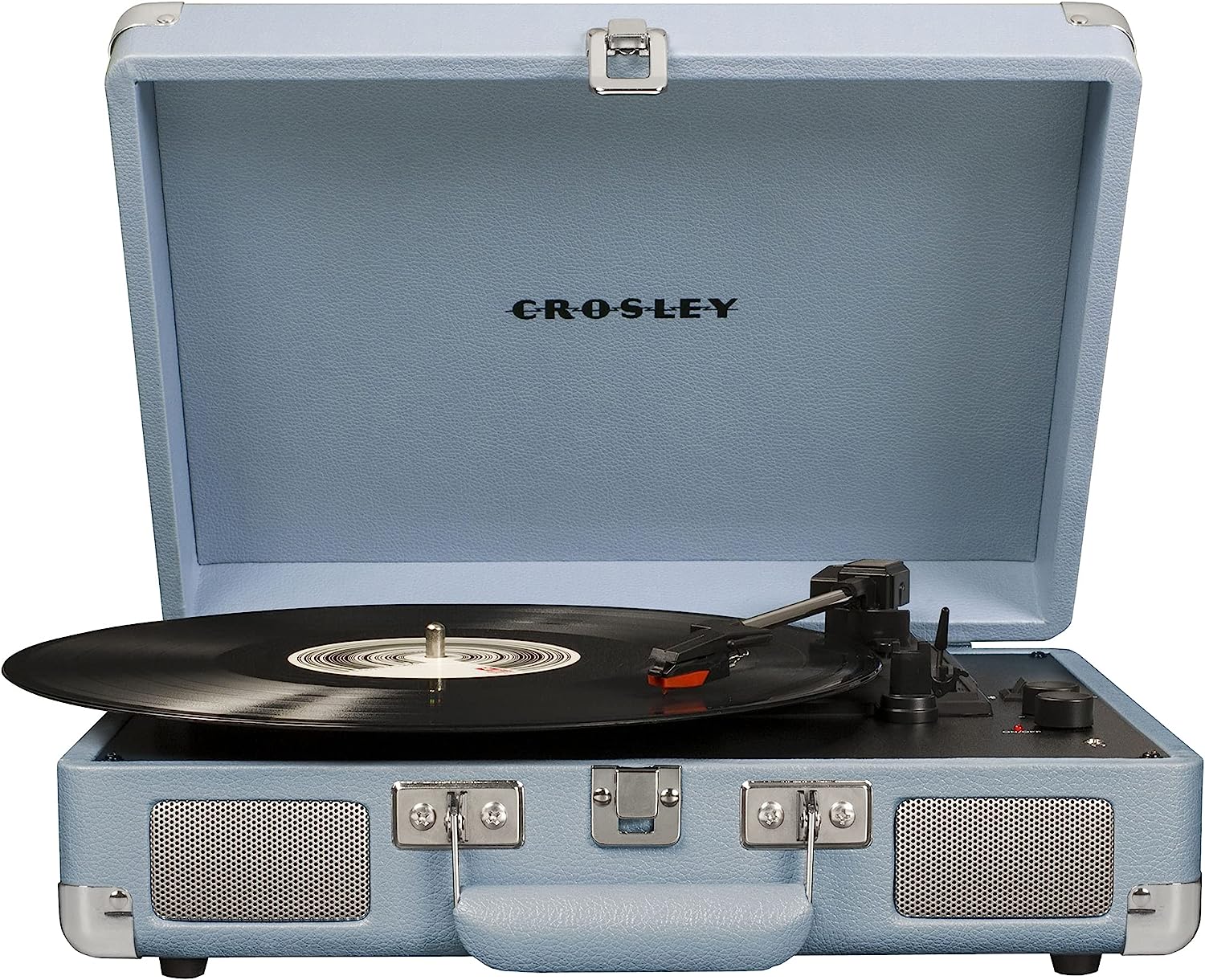 Crosley CR8005F-LT Cruiser Plus Vintage 3-Speed Bluetooth in/Out Suitcase Vinyl Record Player Turntable, Light Tan