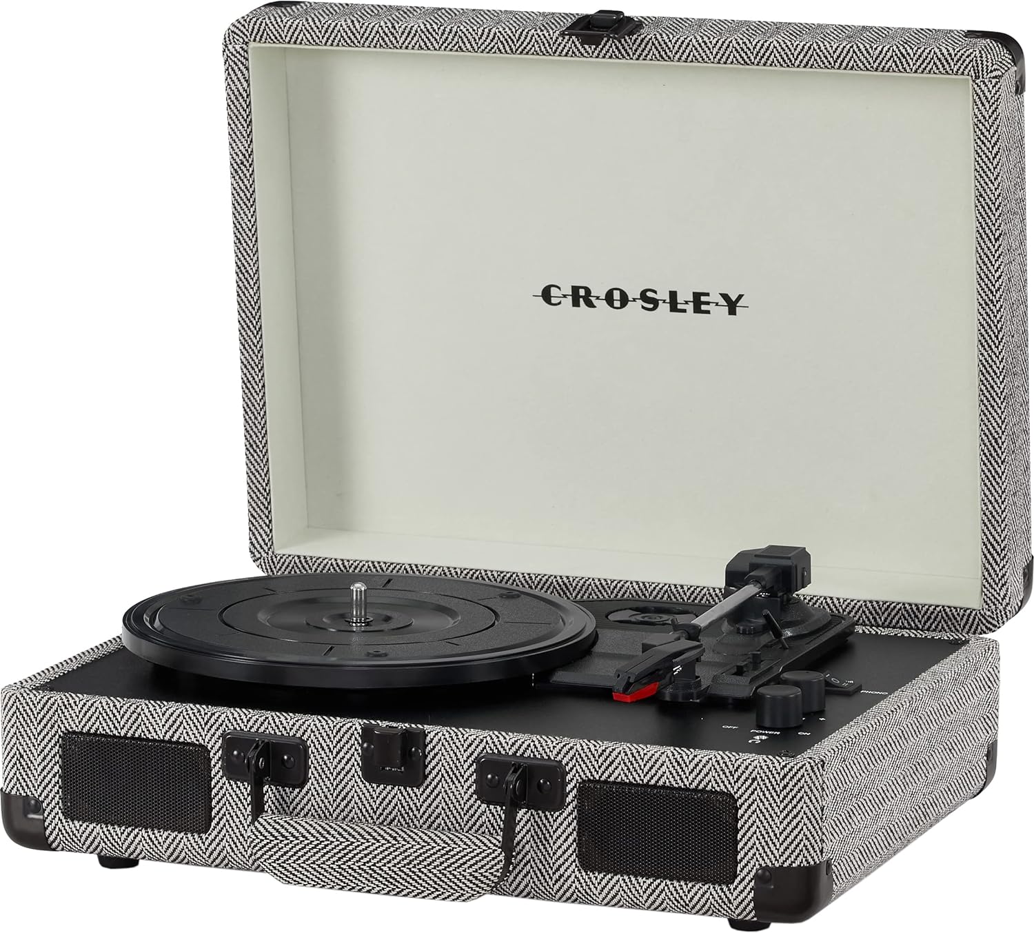 Crosley CR8005F-LT Cruiser Plus Vintage 3-Speed Bluetooth in/Out Suitcase Vinyl Record Player Turntable, Light Tan