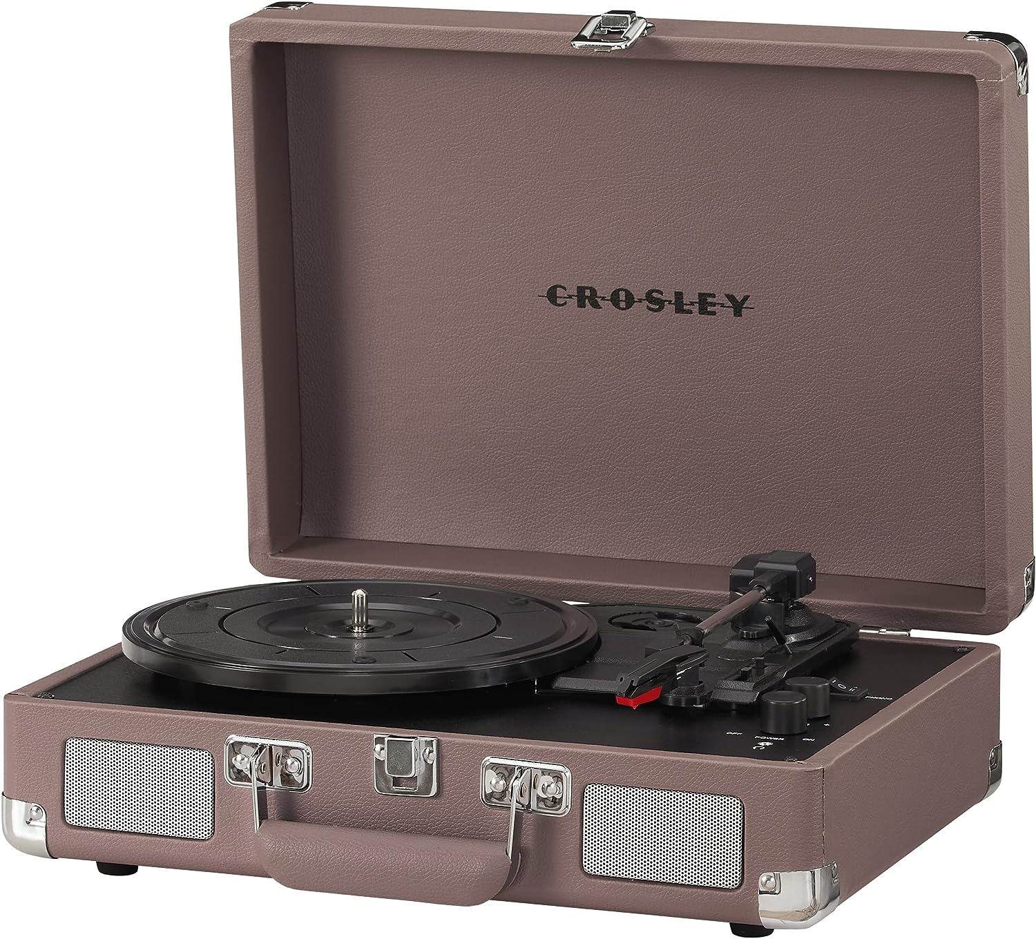 Crosley CR8005F-LT Cruiser Plus Vintage 3-Speed Bluetooth in/Out Suitcase Vinyl Record Player Turntable, Light Tan