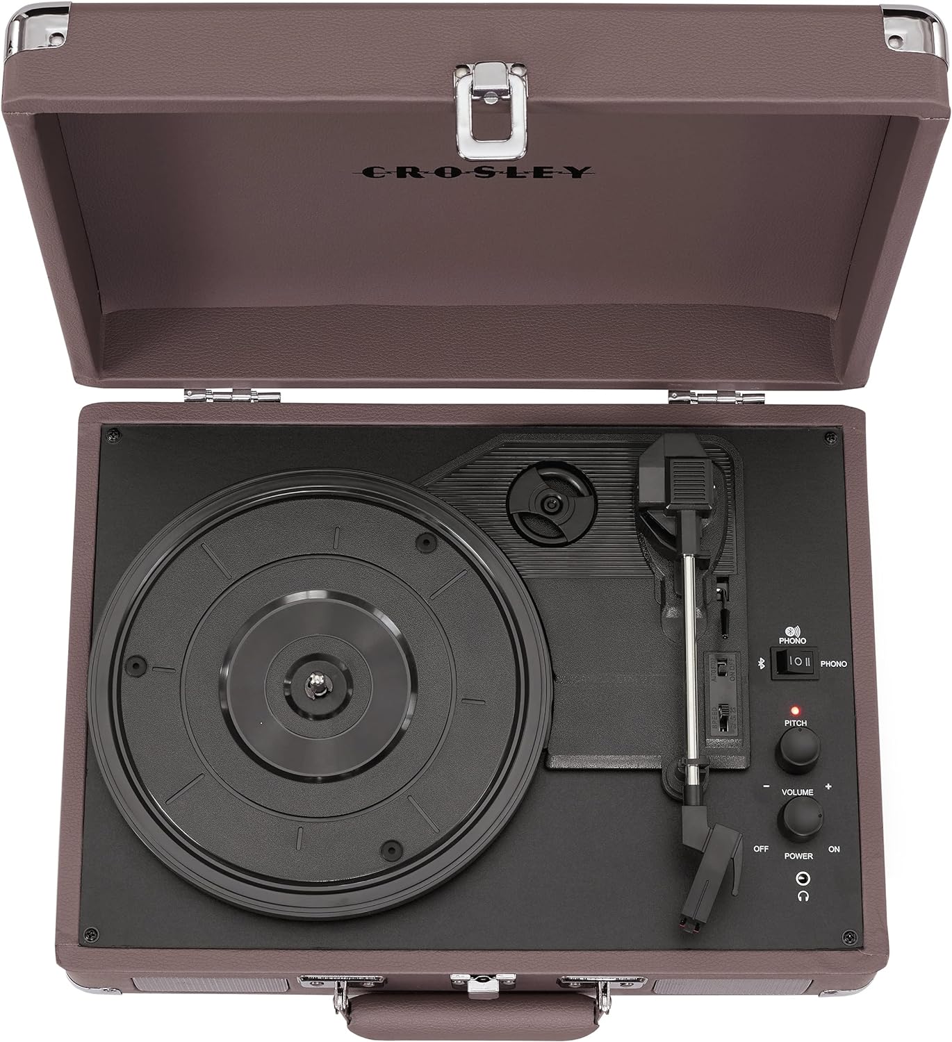 Crosley CR8005F-LT Cruiser Plus Vintage 3-Speed Bluetooth in/Out Suitcase Vinyl Record Player Turntable, Light Tan