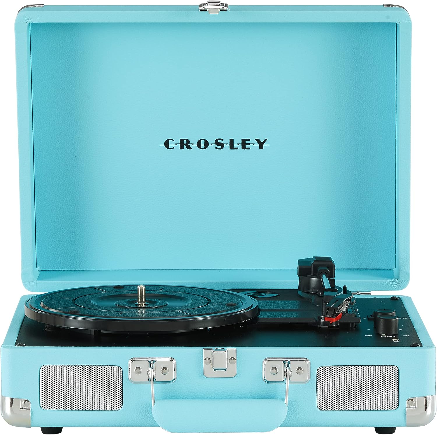 Crosley CR8005F-LT Cruiser Plus Vintage 3-Speed Bluetooth in/Out Suitcase Vinyl Record Player Turntable, Light Tan