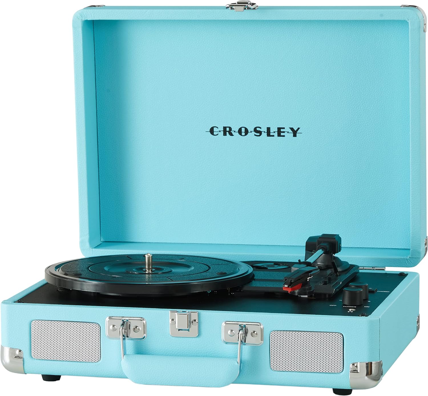 Crosley CR8005F-LT Cruiser Plus Vintage 3-Speed Bluetooth in/Out Suitcase Vinyl Record Player Turntable, Light Tan