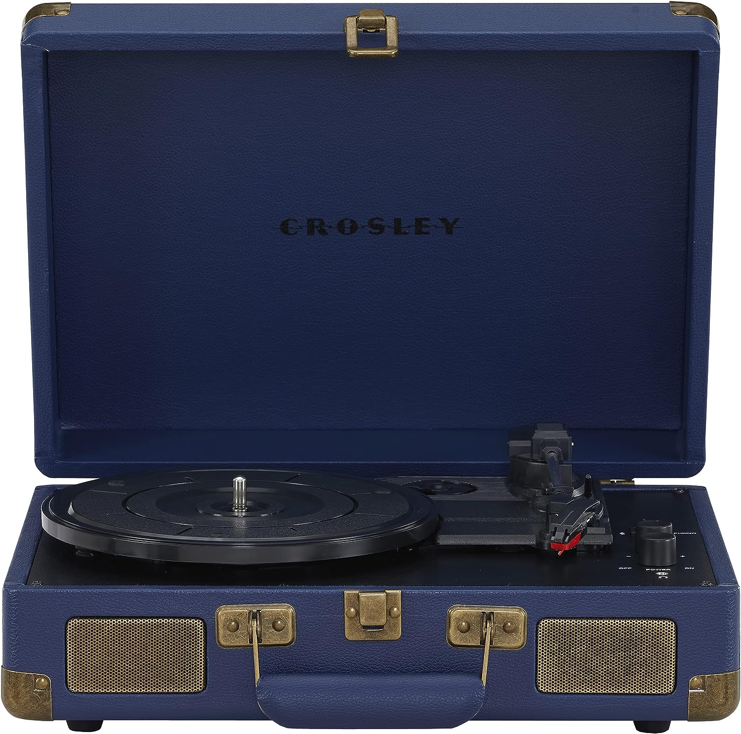 Crosley CR8005F-LT Cruiser Plus Vintage 3-Speed Bluetooth in/Out Suitcase Vinyl Record Player Turntable, Light Tan