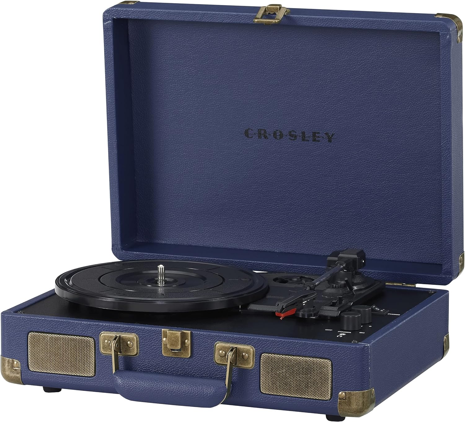 Crosley CR8005F-LT Cruiser Plus Vintage 3-Speed Bluetooth in/Out Suitcase Vinyl Record Player Turntable, Light Tan