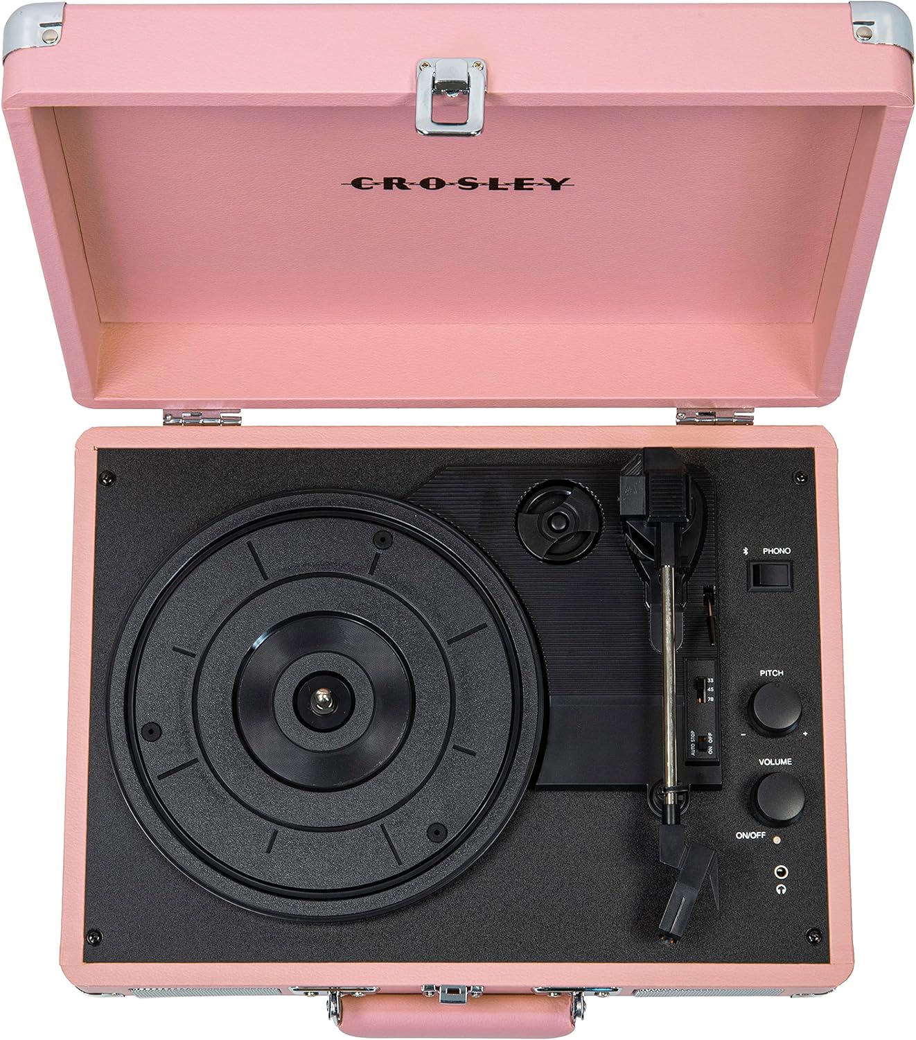 Crosley CR8005F-LT Cruiser Plus Vintage 3-Speed Bluetooth in/Out Suitcase Vinyl Record Player Turntable, Light Tan