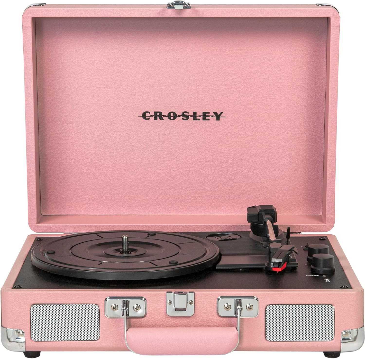 Crosley CR8005F-LT Cruiser Plus Vintage 3-Speed Bluetooth in/Out Suitcase Vinyl Record Player Turntable, Light Tan