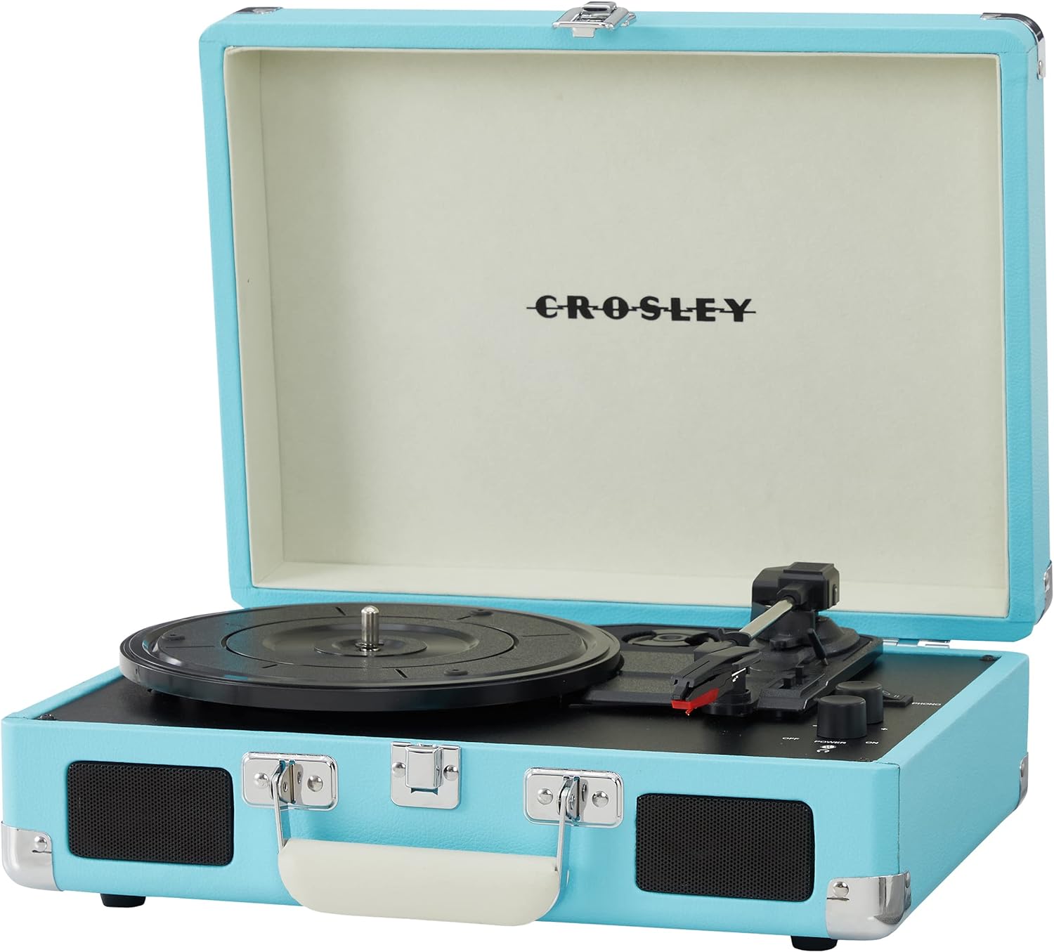 Crosley CR8005F-LT Cruiser Plus Vintage 3-Speed Bluetooth in/Out Suitcase Vinyl Record Player Turntable, Light Tan