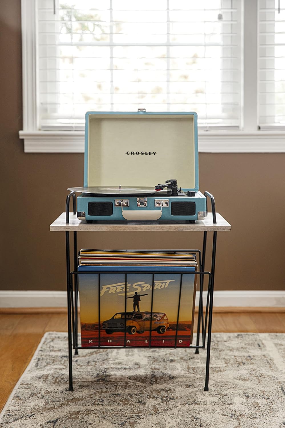 Crosley CR8005F-LT Cruiser Plus Vintage 3-Speed Bluetooth in/Out Suitcase Vinyl Record Player Turntable, Light Tan