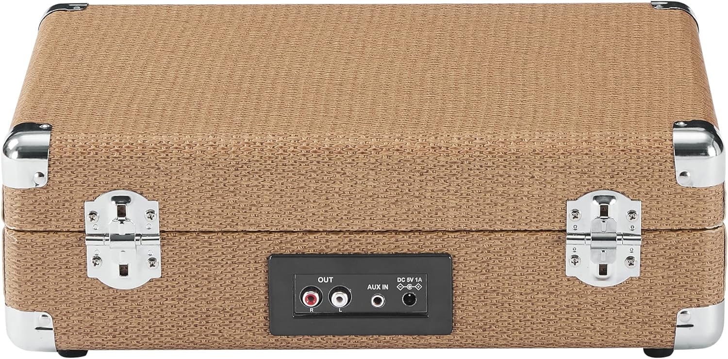 Crosley CR8005F-LT Cruiser Plus Vintage 3-Speed Bluetooth in/Out Suitcase Vinyl Record Player Turntable, Light Tan