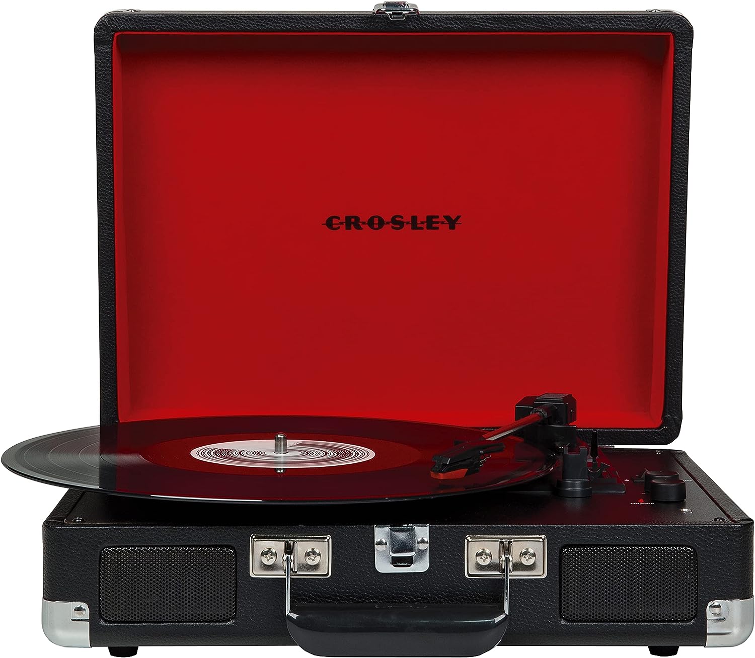 Crosley CR8005F-LT Cruiser Plus Vintage 3-Speed Bluetooth in/Out Suitcase Vinyl Record Player Turntable, Light Tan