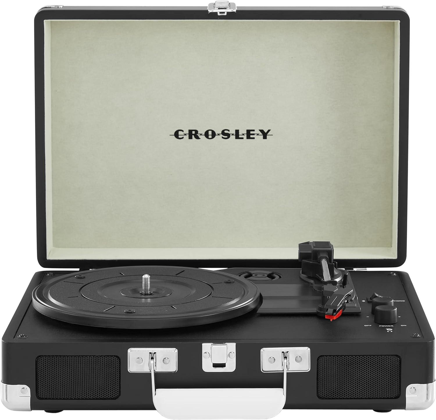 Crosley CR8005F-LT Cruiser Plus Vintage 3-Speed Bluetooth in/Out Suitcase Vinyl Record Player Turntable, Light Tan