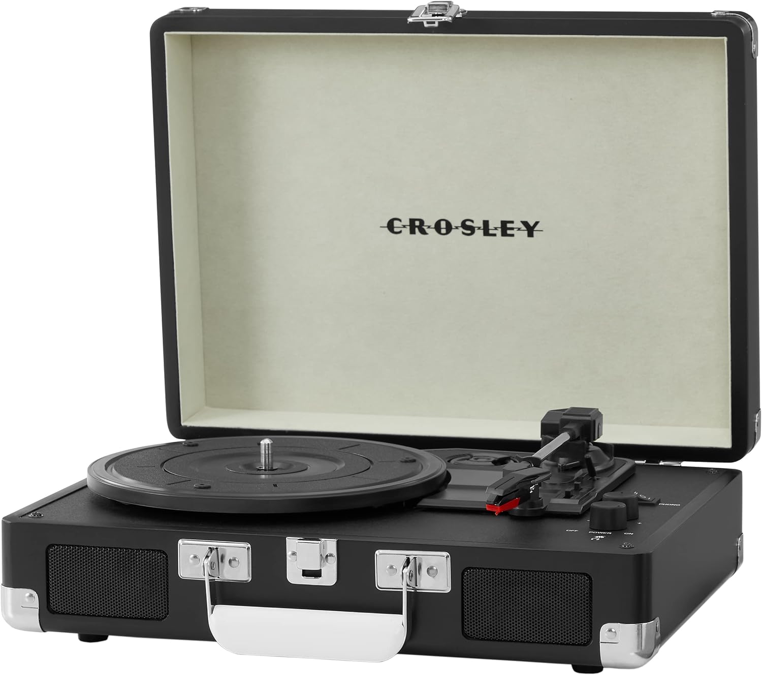 Crosley CR8005F-LT Cruiser Plus Vintage 3-Speed Bluetooth in/Out Suitcase Vinyl Record Player Turntable, Light Tan