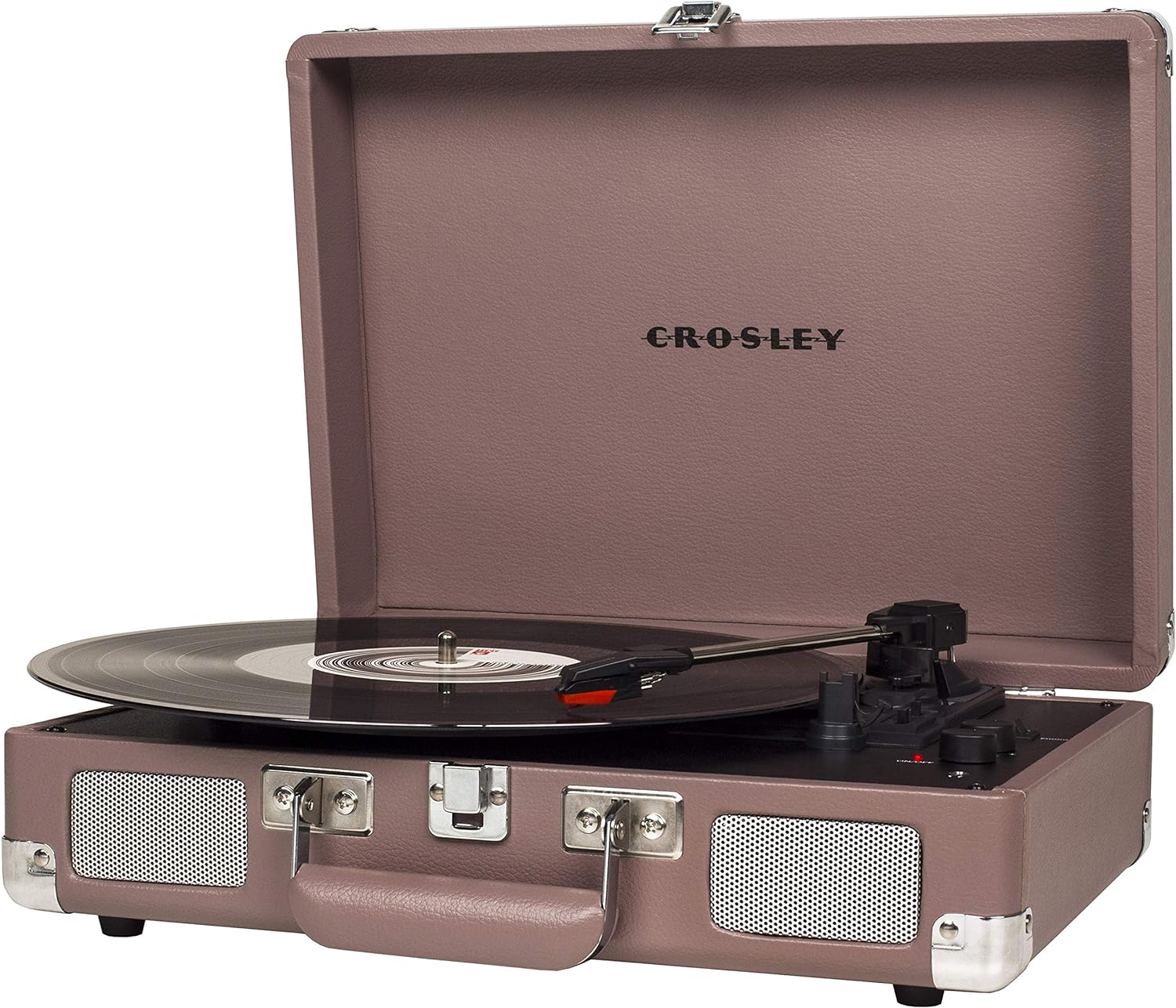 Crosley CR8005F-LT Cruiser Plus Vintage 3-Speed Bluetooth in/Out Suitcase Vinyl Record Player Turntable, Light Tan