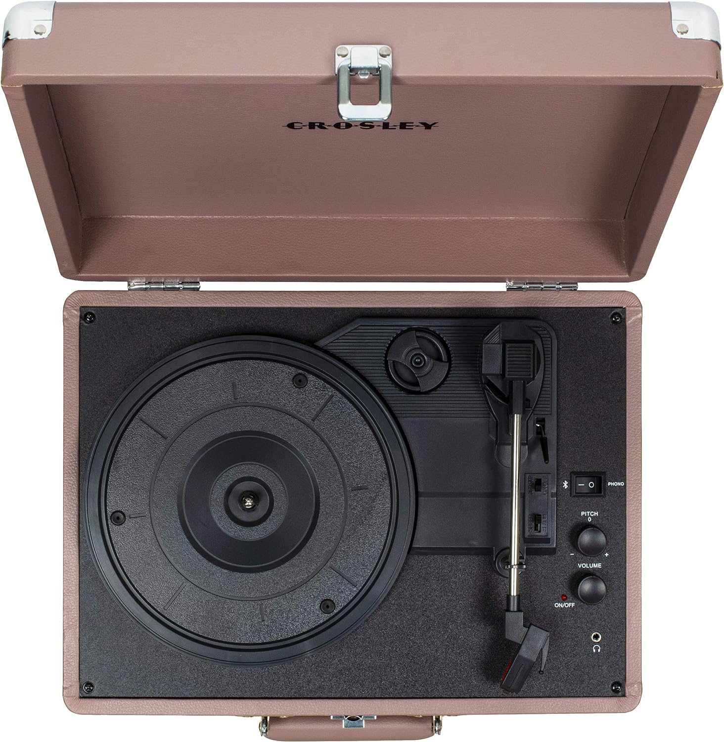 Crosley CR8005F-LT Cruiser Plus Vintage 3-Speed Bluetooth in/Out Suitcase Vinyl Record Player Turntable, Light Tan