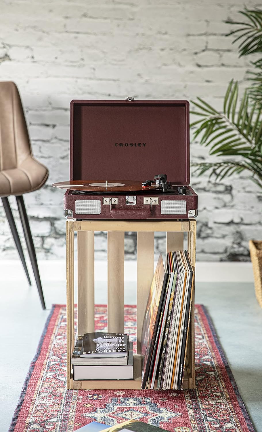 Crosley CR8005F-LT Cruiser Plus Vintage 3-Speed Bluetooth in/Out Suitcase Vinyl Record Player Turntable, Light Tan