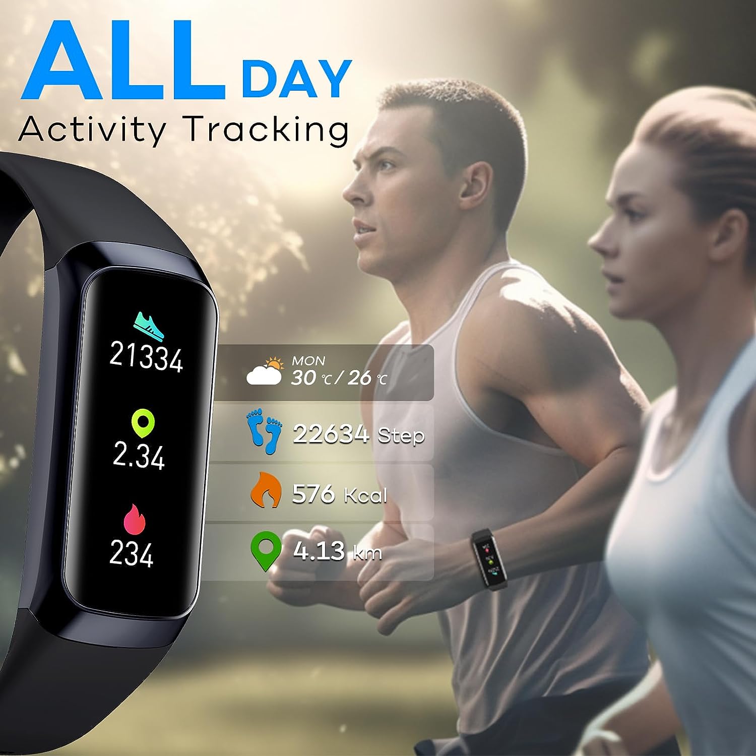 Fitness Tracker,Smart Watch with Blood Pressure Heart Rate Body Temperature & Sleep Monitor IP67 Waterproof Fitness Watch Step Calorie Counter Pedometer Health Watch for Android iOS Phones Men Women