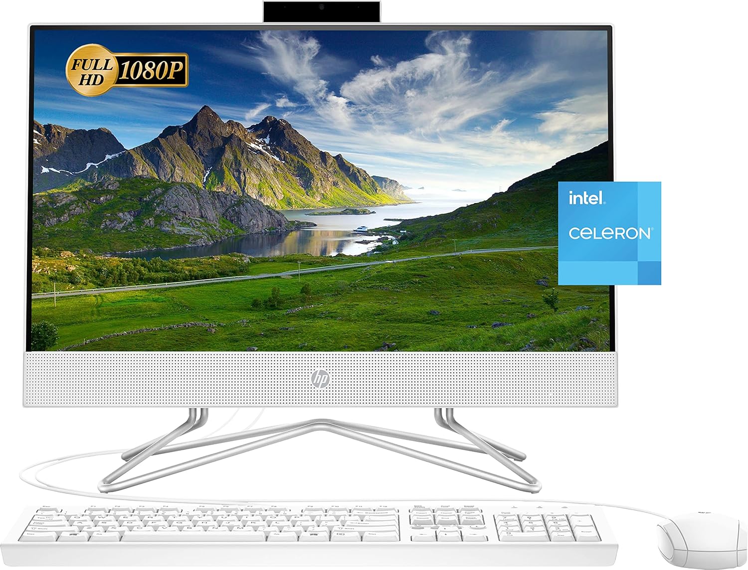HP 2022 Newest All-in-One Desktop, 21.5″ FHD Display, Intel Celeron J4025 Processor, 16GB RAM, 1TB PCIe SSD, Webcam, HDMI, RJ-45, Wired Keyboard&Mouse, WiFi, Windows 11 Home, White