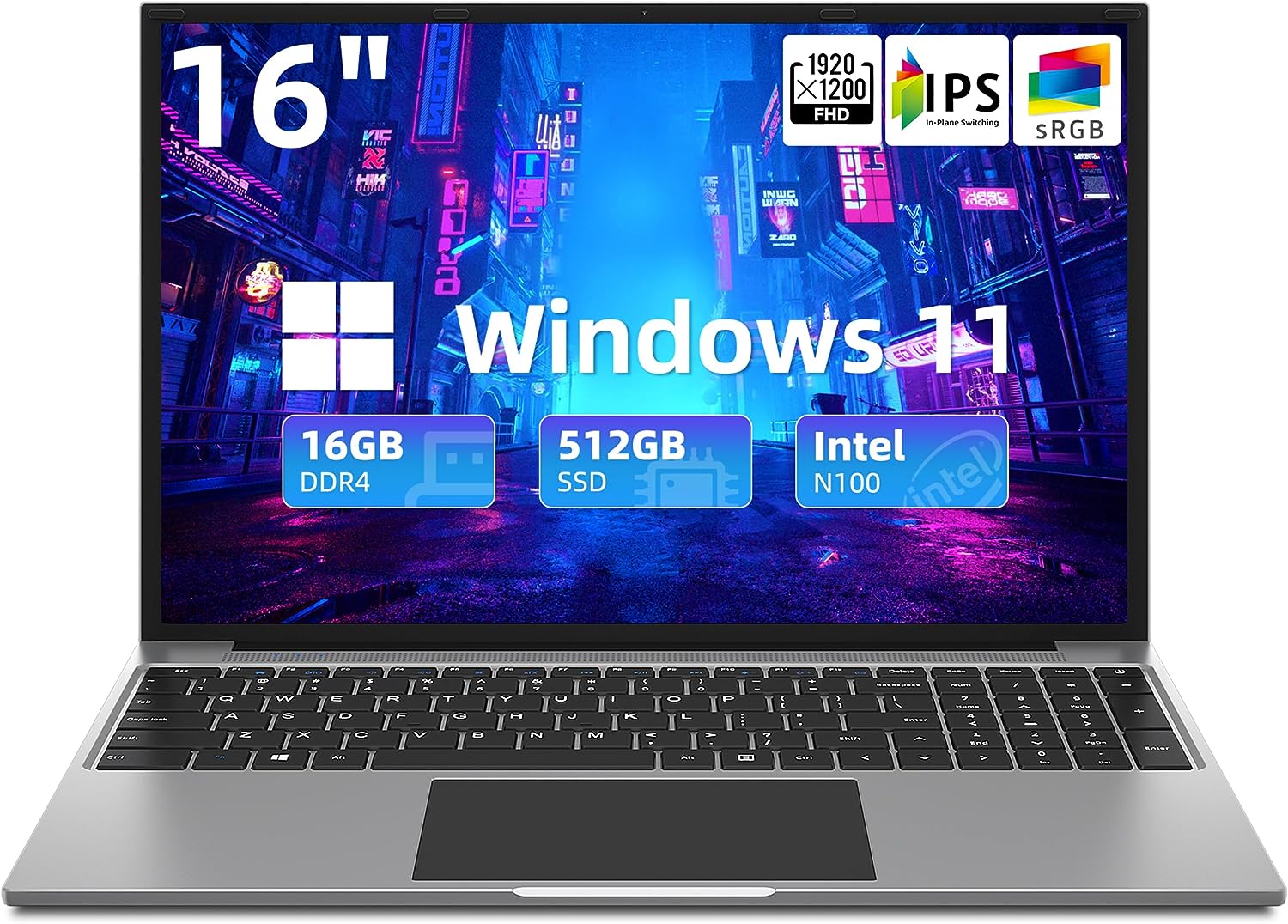 jumper Laptop, 16GB RAM 512GB SSD, Quad-Core Intel N100 Processor, 16