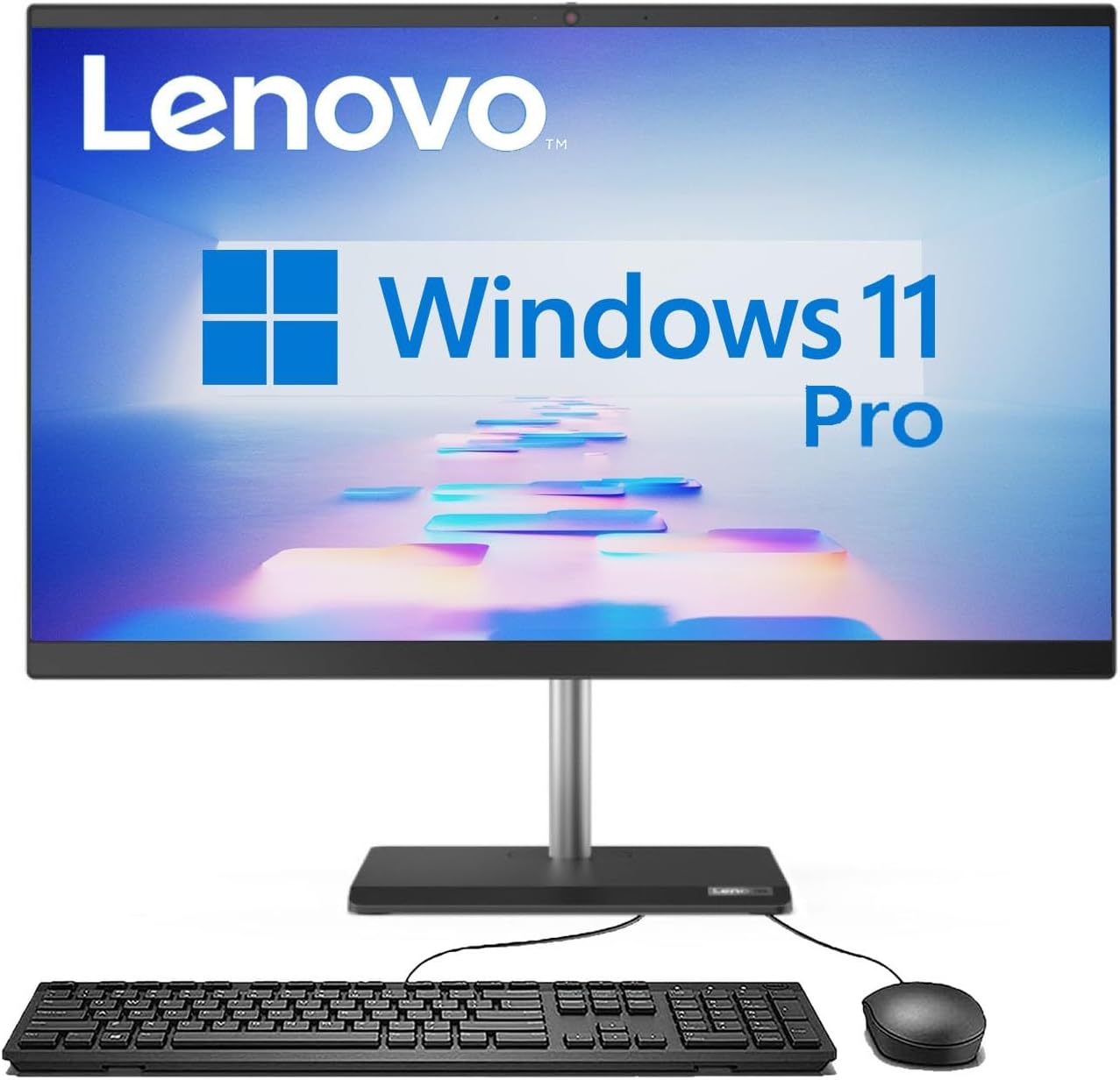 Lenovo V50a Business All-in-one Computer, 23.8″ FHD IPS Display, Intel 4-Core Processor, 16GB RAM, 1TB PCIe SSD, Wi-Fi, Webcam, DVD-RW, HDMI, Extra Monitor Support, 2X USB-C, Windows 11 Pro