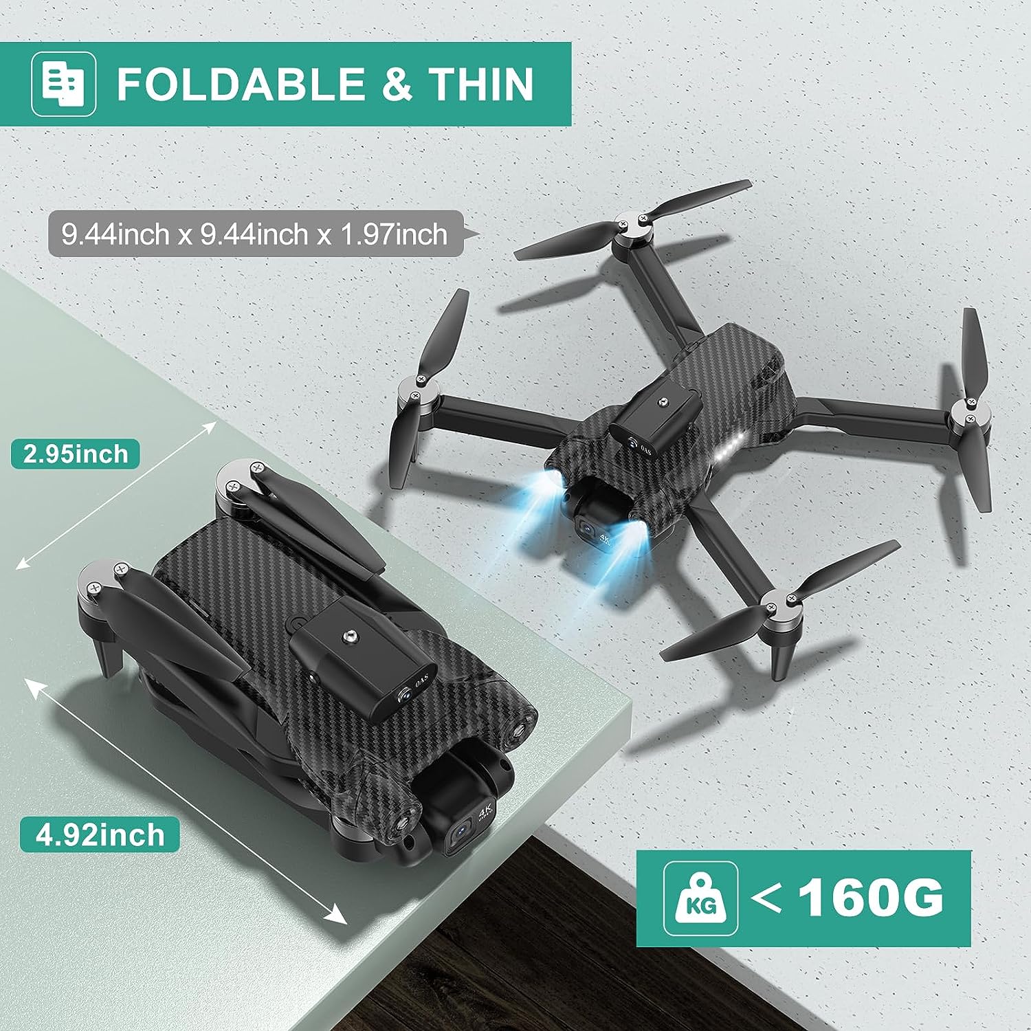 Mini drone Toy with camera: 4K HD FPV Mini Drone Toy - Foldable, Carrying Case, 90° Adjustable Lens, One Key Take Off/Land, Altitude Hold, 360° Flip, 2 Batteries, Obstacle Avoidance, Hovering Protection