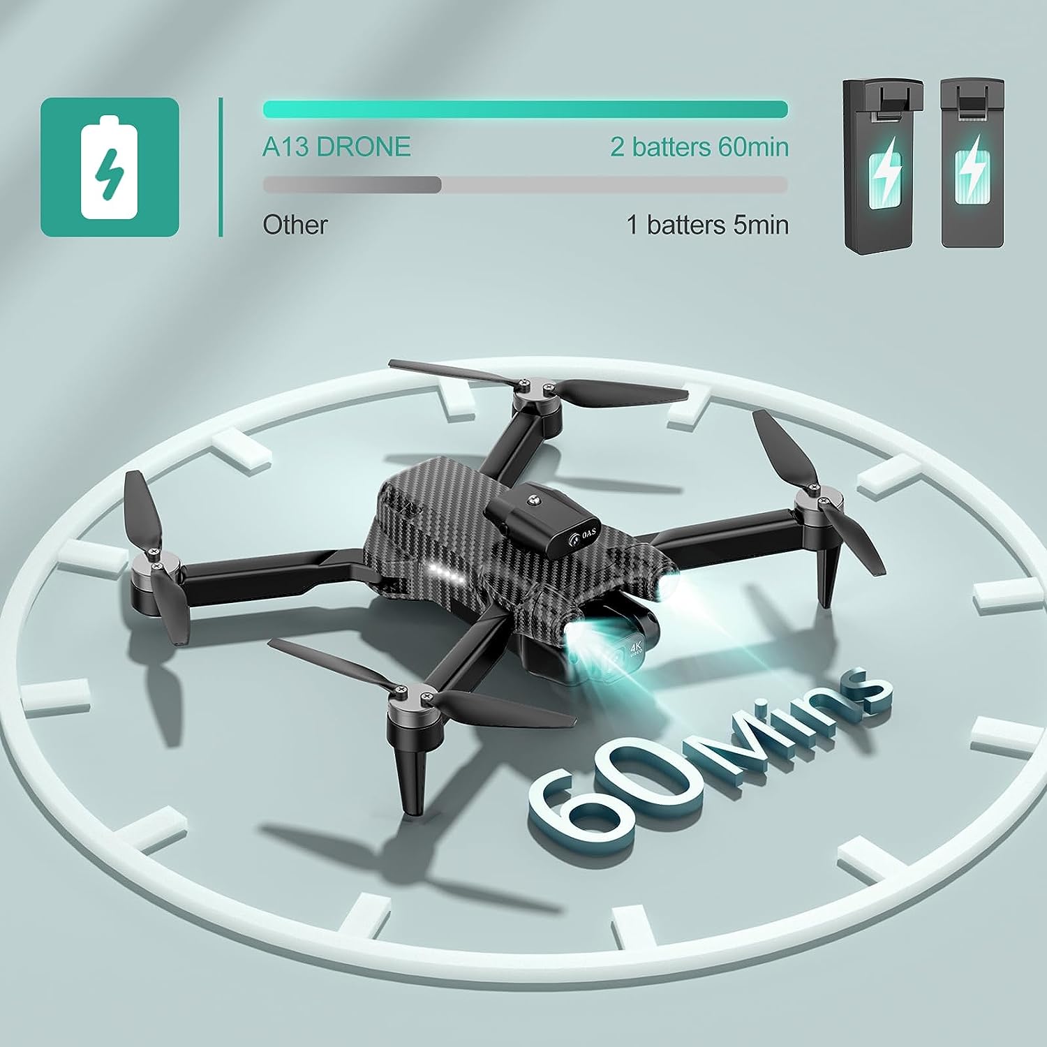 Mini drone Toy with camera: 4K HD FPV Mini Drone Toy - Foldable, Carrying Case, 90° Adjustable Lens, One Key Take Off/Land, Altitude Hold, 360° Flip, 2 Batteries, Obstacle Avoidance, Hovering Protection