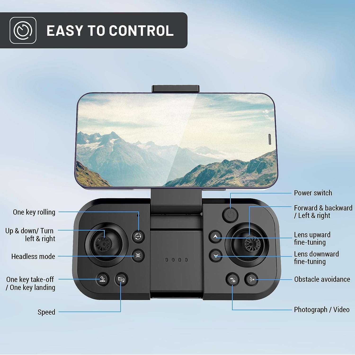 Mini drone Toy with camera: 4K HD FPV Mini Drone Toy - Foldable, Carrying Case, 90° Adjustable Lens, One Key Take Off/Land, Altitude Hold, 360° Flip, 2 Batteries, Obstacle Avoidance, Hovering Protection