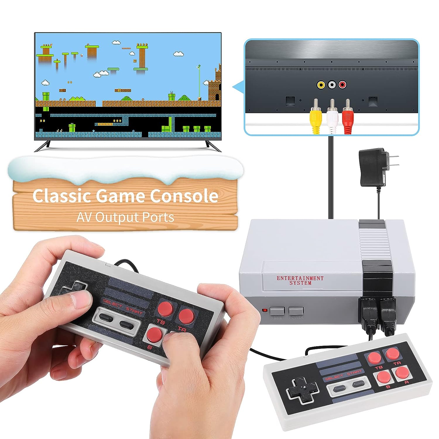 Plug & Play Classic Handheld Game Console, Upgrade Packaging Classic Game Console Built-in 620 Game, Video Game Player Console for Family TV Wired-Red