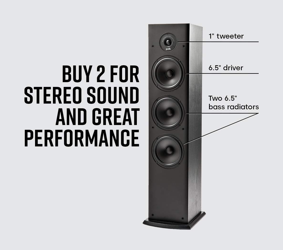 Polk Audio 5.1 Channel Home Theater System with Powered Subwoofer |Two (2) T15 Bookshelf, One (1) T30 Center Channel, Two (2) T50 Tower Speakers, PSW10 Sub | Alexa + HEOS