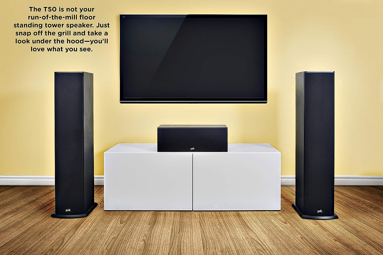 Polk Audio 5.1 Channel Home Theater System with Powered Subwoofer |Two (2) T15 Bookshelf, One (1) T30 Center Channel, Two (2) T50 Tower Speakers, PSW10 Sub | Alexa + HEOS