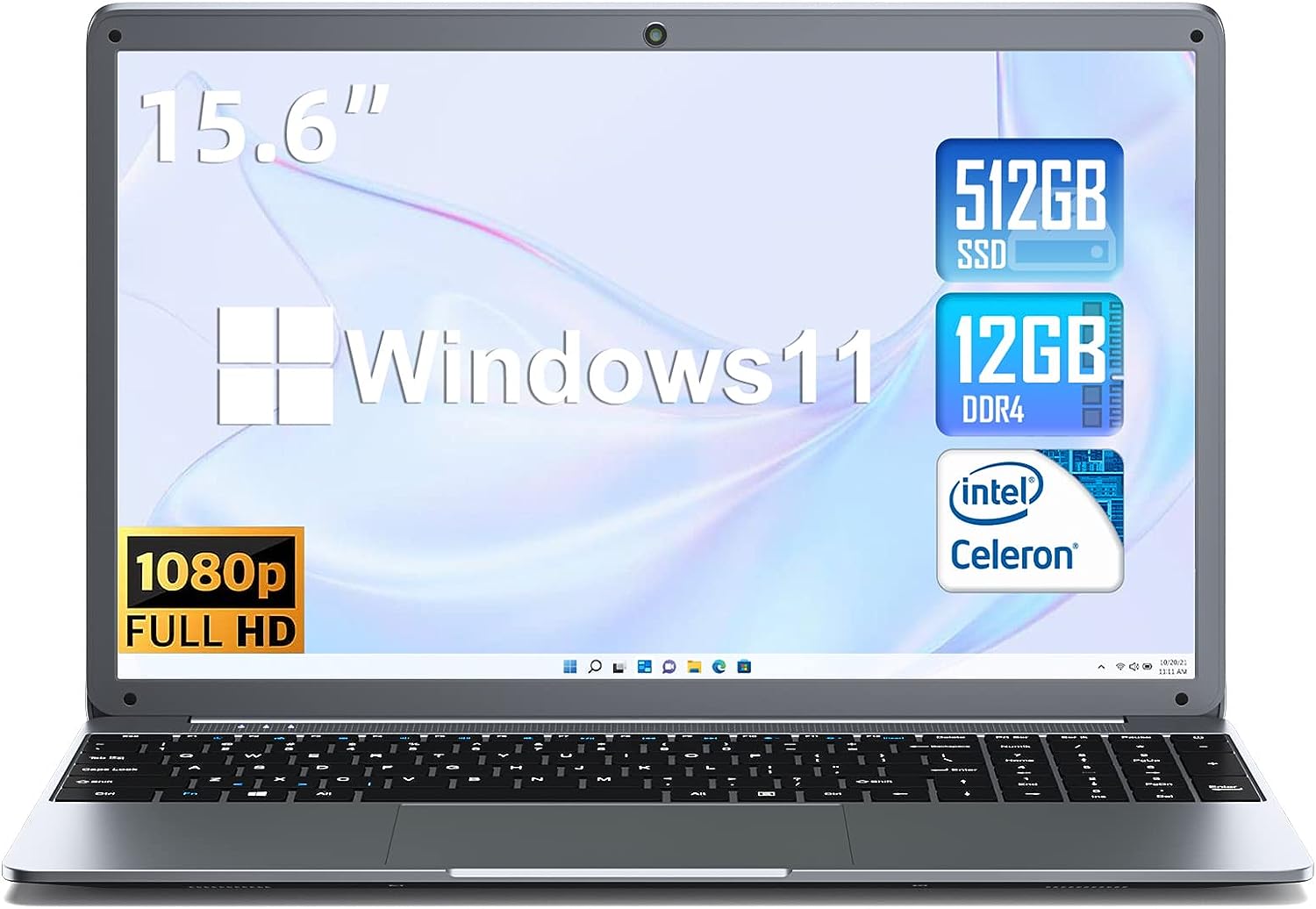 SGIN Laptop 4GB DDR4 128GB SSD, 15.6 Inch Windows 11 Laptops Computer with Intel Celeron Quad Core Processor (up to 2.5 GHz), Intel UHD Graphics 600, Mini HDMI, WiFi, Webcam, USB3.0, Bluetooth 4.2