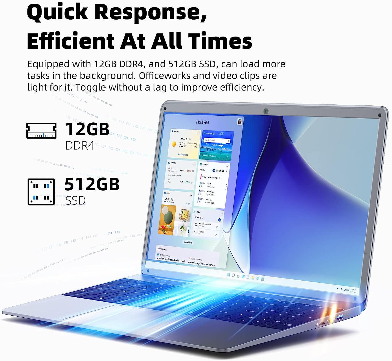 SGIN Laptop 4GB DDR4 128GB SSD, 15.6 Inch Windows 11 Laptops Computer with Intel Celeron Quad Core Processor (up to 2.5 GHz), Intel UHD Graphics 600, Mini HDMI, WiFi, Webcam, USB3.0, Bluetooth 4.2