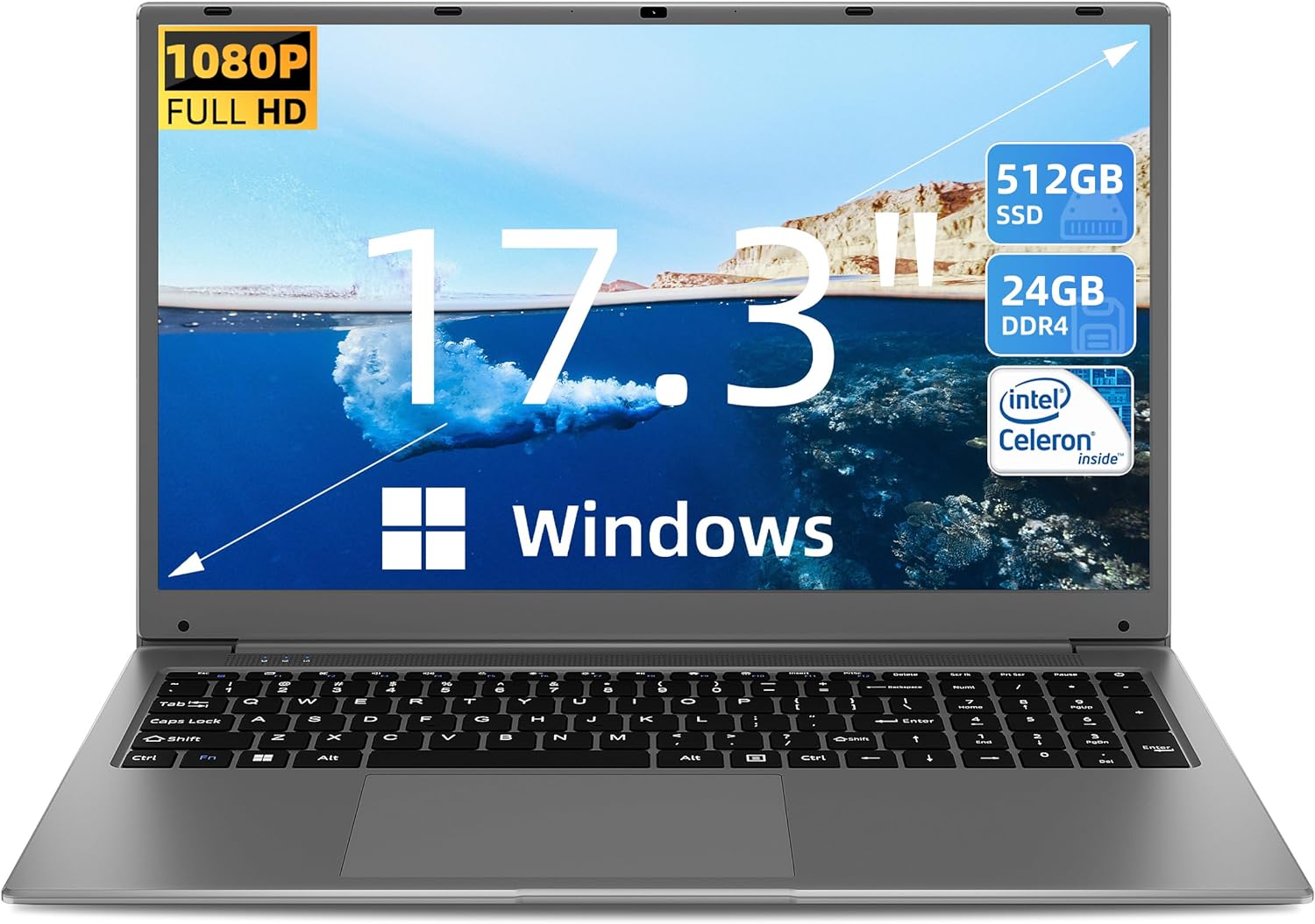 SGIN Laptop 4GB DDR4 128GB SSD, 15.6 Inch Windows 11 Laptops Computer with Intel Celeron Quad Core Processor (up to 2.5 GHz), Intel UHD Graphics 600, Mini HDMI, WiFi, Webcam, USB3.0, Bluetooth 4.2