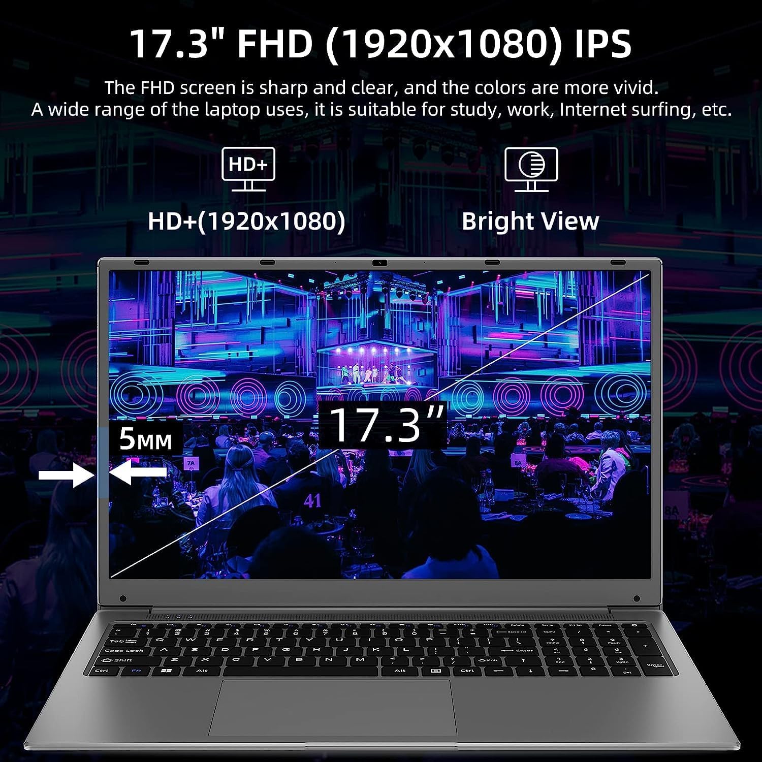 SGIN Laptop 4GB DDR4 128GB SSD, 15.6 Inch Windows 11 Laptops Computer with Intel Celeron Quad Core Processor (up to 2.5 GHz), Intel UHD Graphics 600, Mini HDMI, WiFi, Webcam, USB3.0, Bluetooth 4.2