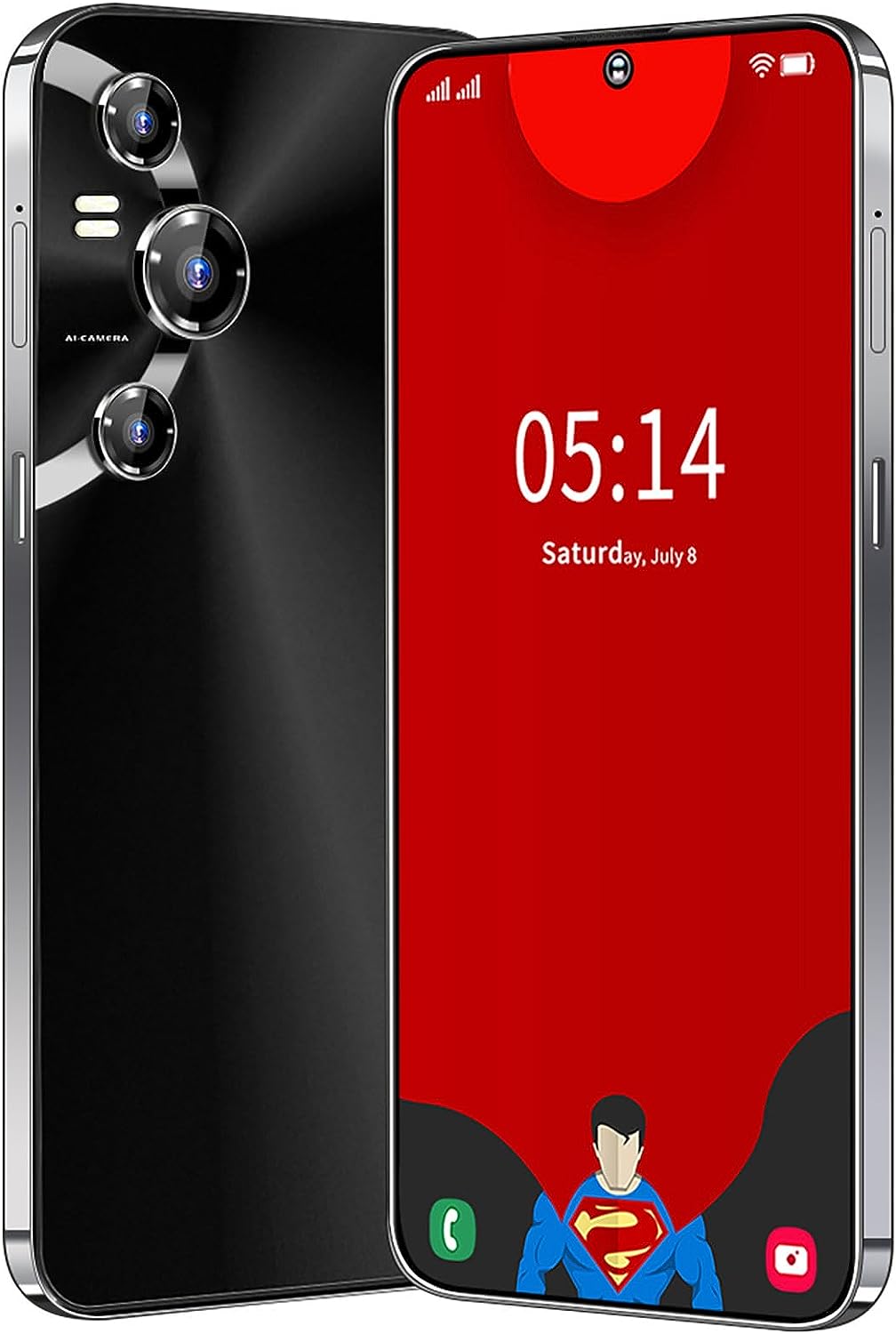 VIQEE Phones U21, 5G Unlocked Phones, 2K FHD+ Screen, Mobile Phones 6GB+256GB ROM+TF 128GB, Snapdragon Gen2 Processor, Smartphone Android Camera 24MP+64+12+12MP, WiFi NFC, Dual Sim - Black