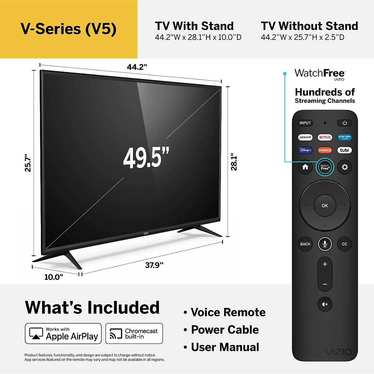 VIZIO 32-inch D-Series 720p Smart TV with Apple AirPlay and Chromecast Built-in, Screen Mirroring for Second Screens, & 150+ Free Streaming Channels, D32h-J09, Model (Renewed), 32 inches