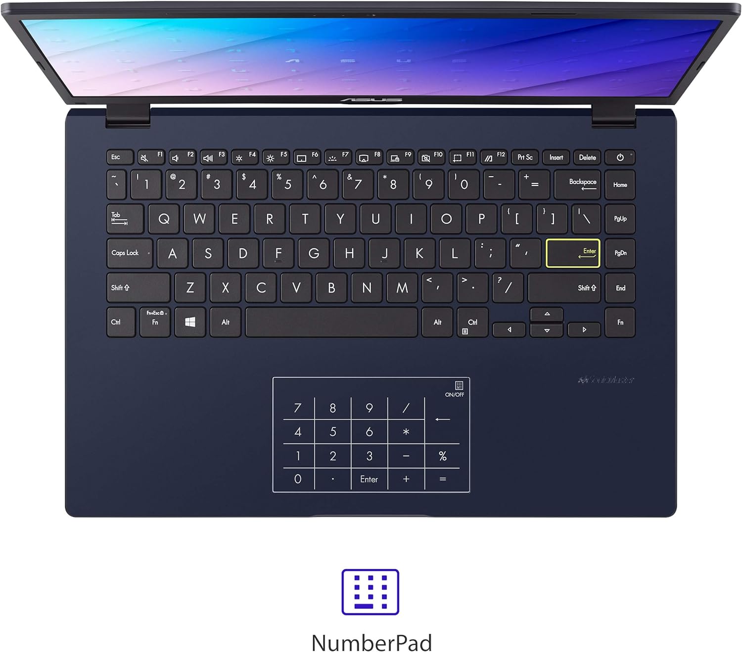 ASUS0 Vivobook Go 14 L410 Ultra Thin Laptop, 14” FHD Display, Intel Celeron N4020 Processor, 4GB RAM, 64GB eMMC, NumberPad, Windows 11 Home in S Mode, 1 Year Microsoft 365, Star Black, L410MA-AH02