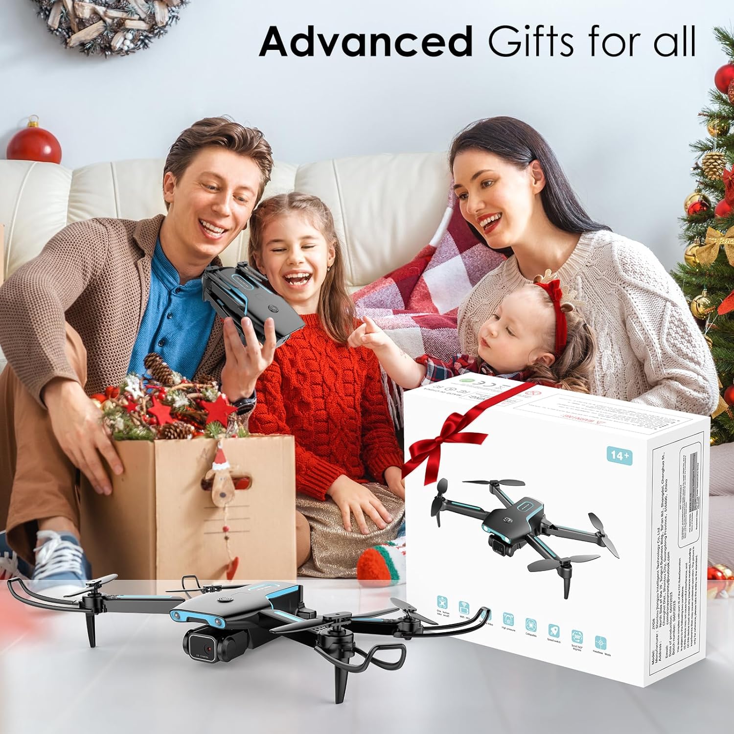 Bokigibi Drone with 1080P HD FPV Camera, RC Aircraft Quadcopter with Headless,3D Flips, One Key Start, Voice/Gravity Control, Speed Adjustment, 2 Batteries, Foldable Drone for Kids, Adults, Beginners