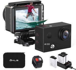 HLS 4k Action Camera Waterproof with 3 Batteries,Underwater Camera with Wide Angle Lens,Outdoor Sports Camera with Selfie Stick Kit & Remote Control