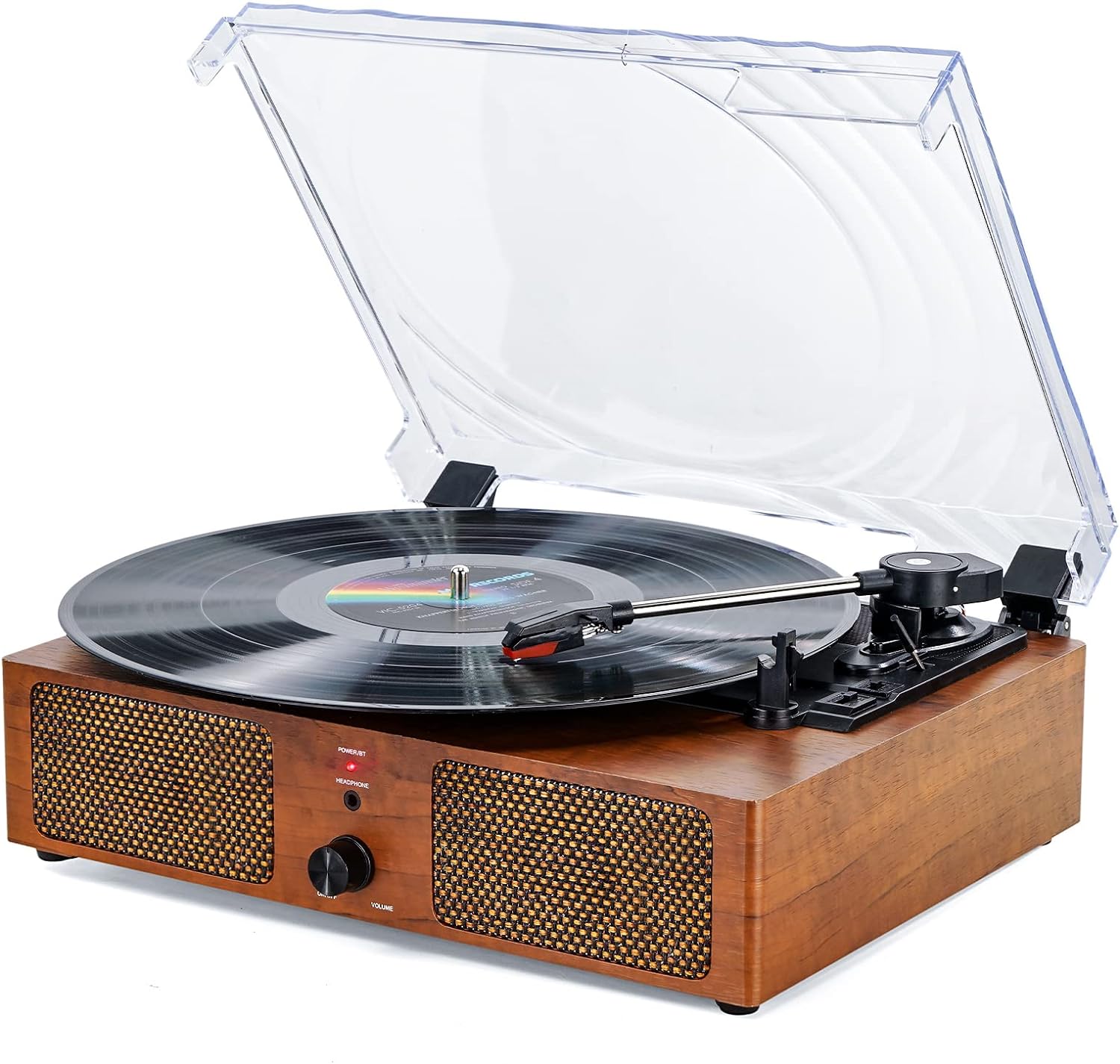 Record Player Bluetooth Turntable for Vinyl with Speakers & USB Player,Vinyl to USB,3 Speed Belt Driven LP Vintage Phonograph for Home Decoration