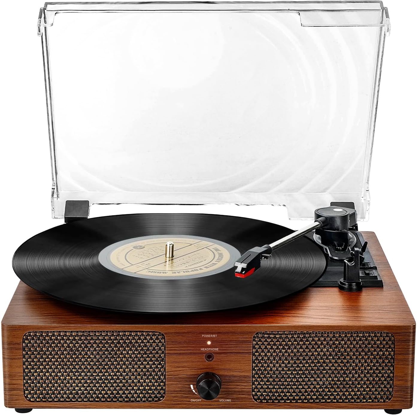 Record Player Bluetooth Turntable for Vinyl with Speakers & USB Player,Vinyl to USB,3 Speed Belt Driven LP Vintage Phonograph for Home Decoration